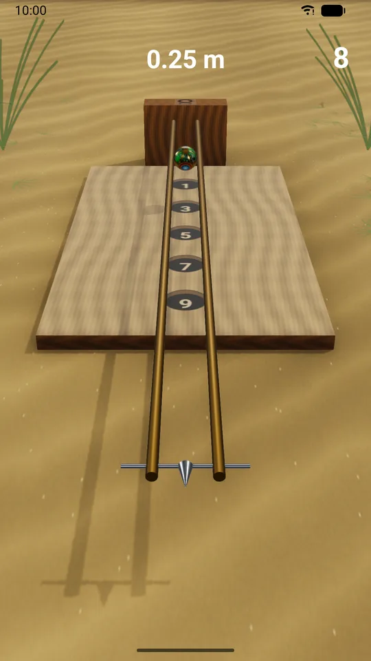 Classic mode: the rods above a wooden board with holes numbered 1 to 9